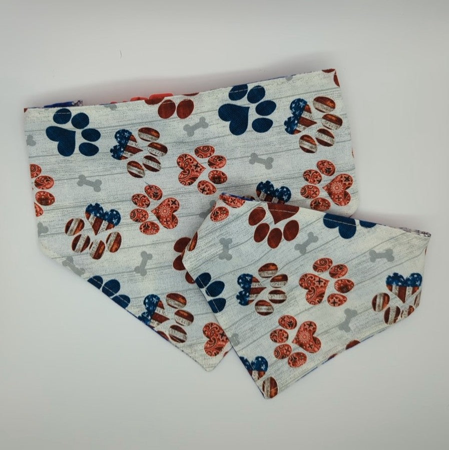 Paws and Stars (faux glitter) Scrunchie Bandana-reversible