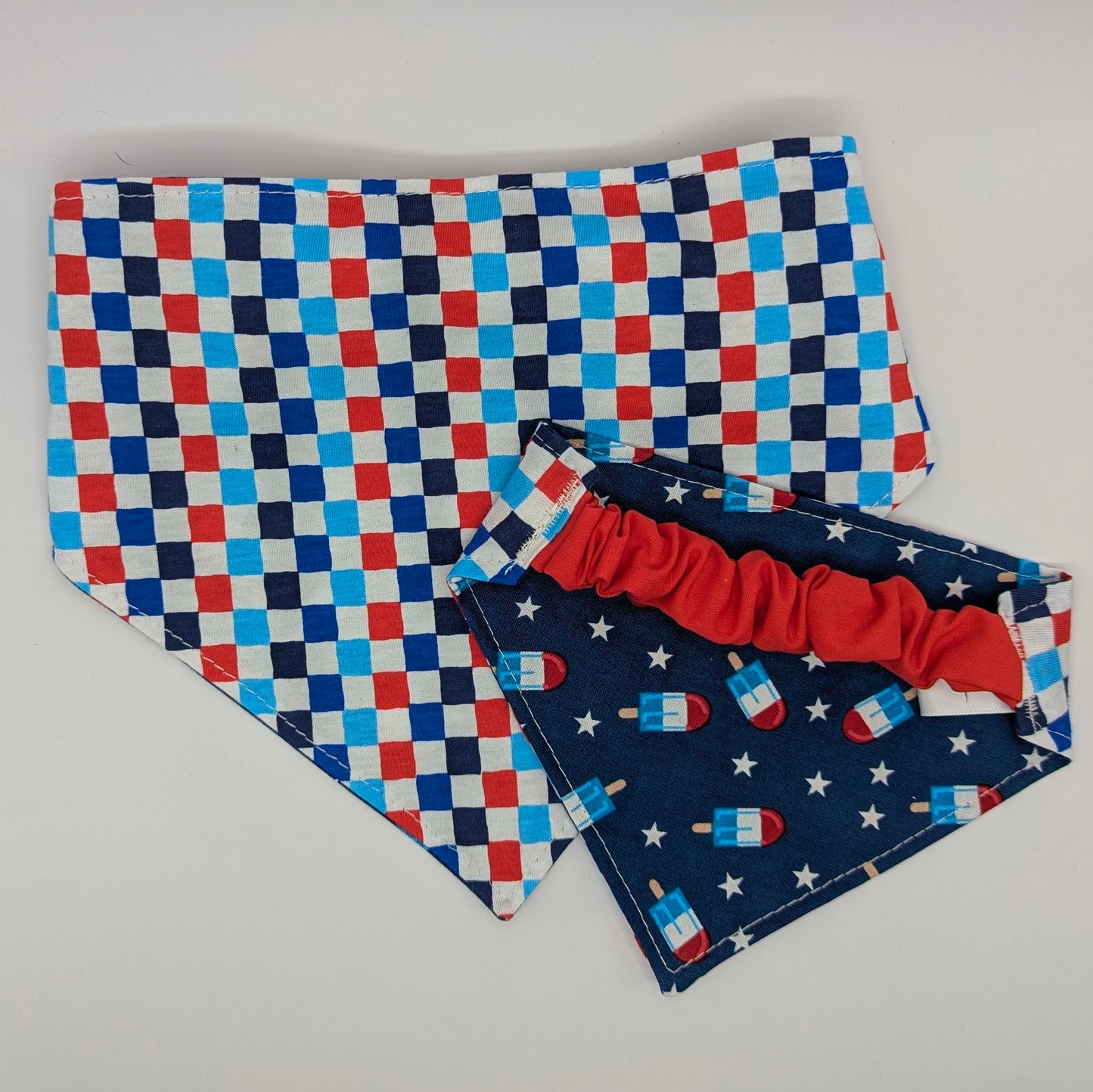 RWB Popsicle Checkers Scrunchie Bandana-reversible