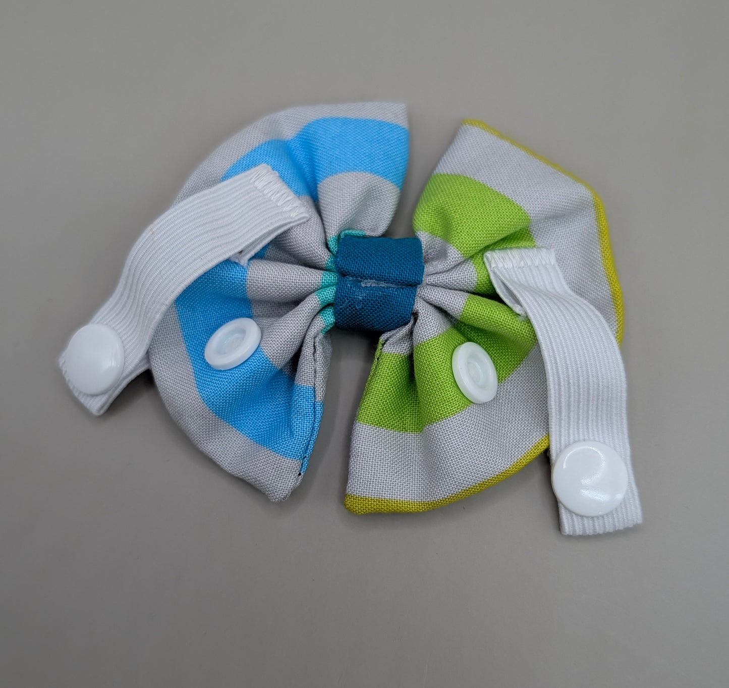 Bellie Bear Bows - Grey Rainbow Stripe