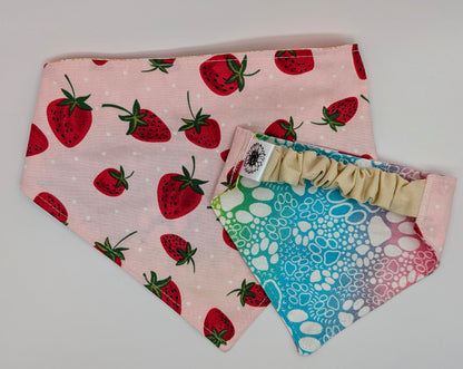 Strawberry and Paws Scrunchie Bandana-reversible
