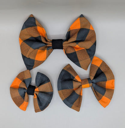 Bellie Bear Bows - Orange/Black Plaid