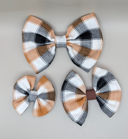 Bellie Bear Bows - Brown Plaid