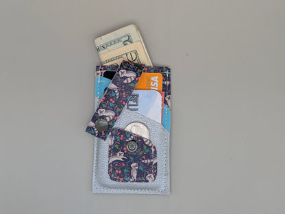 Card wallet /w coin pocket- Raccoon