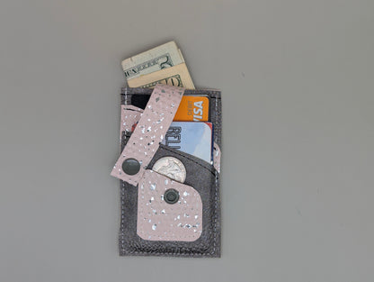 Card wallet /w coin pocket- silver splatter