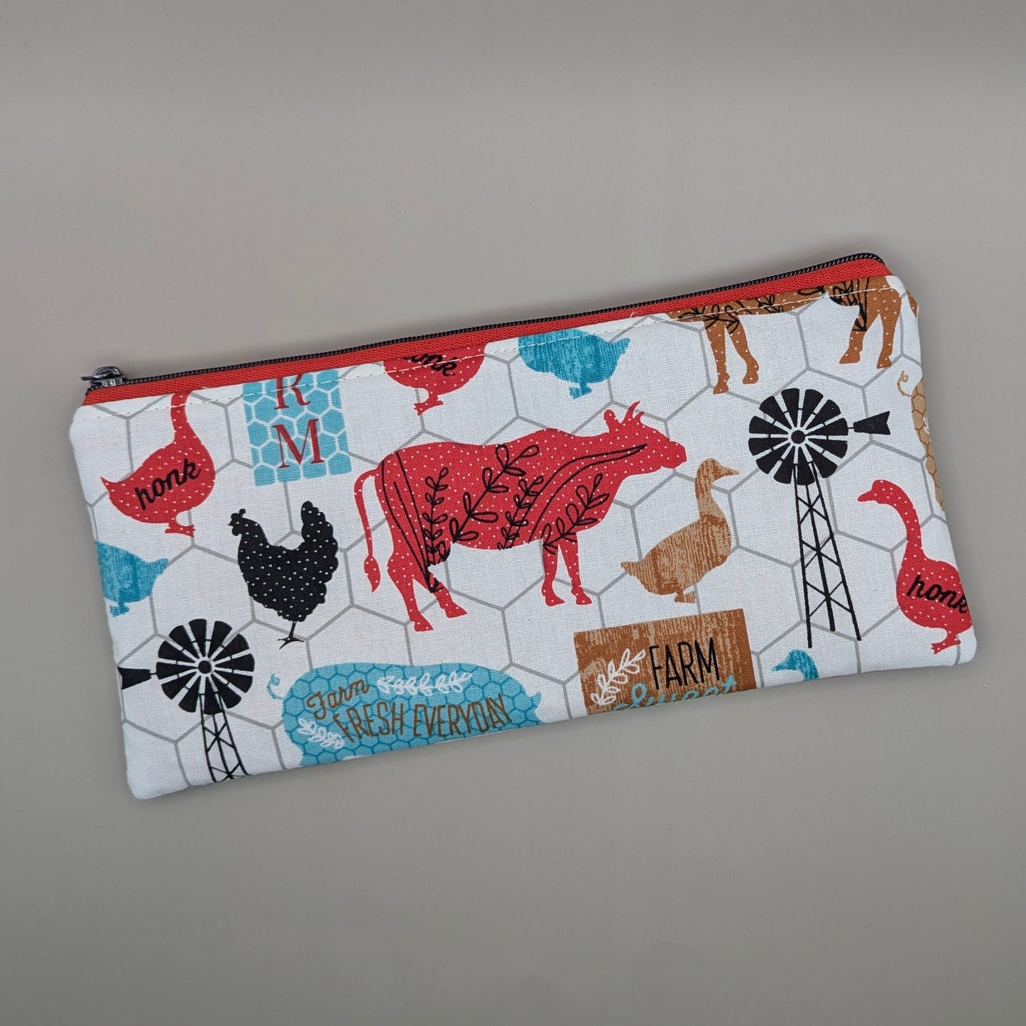 Red Farm Animals Clutch Bag
