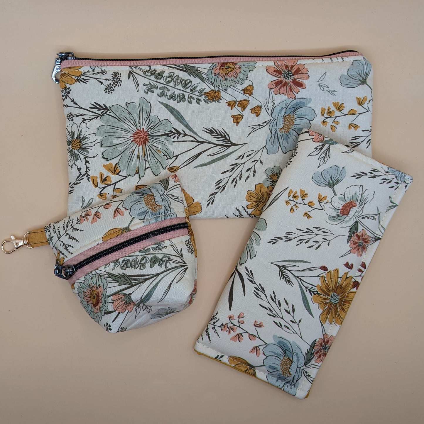Cream Floral Mini Pouch