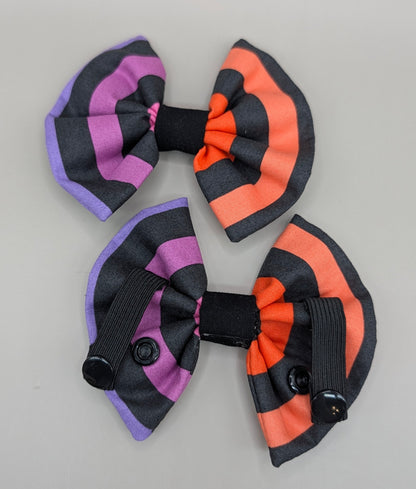 Bellie Bear Bows - Black Rainbow Stripe