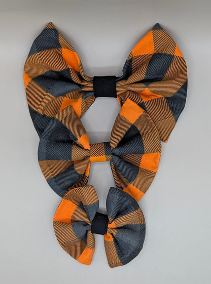 Bellie Bear Bows - Orange/Black Plaid