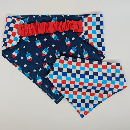 RWB Popsicle Checkers Scrunchie Bandana-reversible