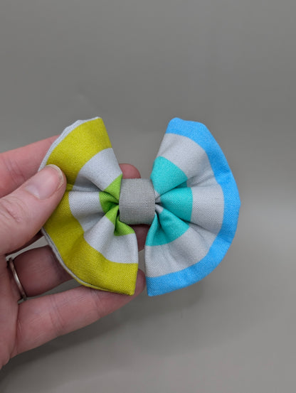 Bellie Bear Bows - Grey Rainbow Stripe