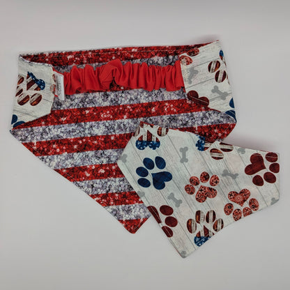 Paws and stripes (faux glitter)Scrunchie Bandana-reversible