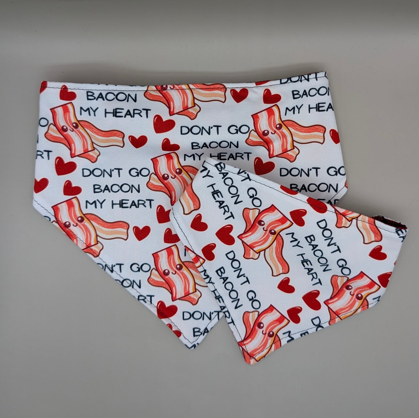Reversible Scrunchie Bandana- Don't Go Bacon-red