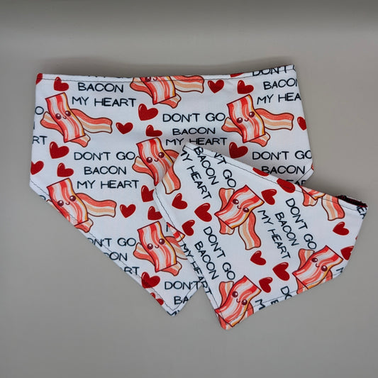 Reversible Scrunchie Bandana- Don't Go Bacon-red