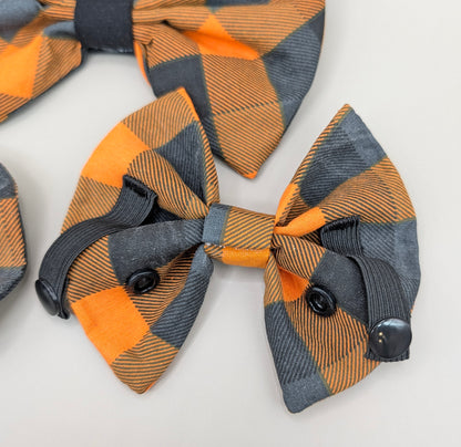 Bellie Bear Bows - Orange/Black Plaid
