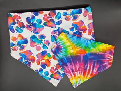 Tie-Dye Paws Scrunchie Bandana-reversible