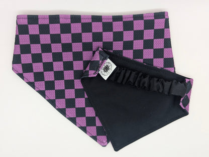Purple checkers Scrunchie Pet Bandana